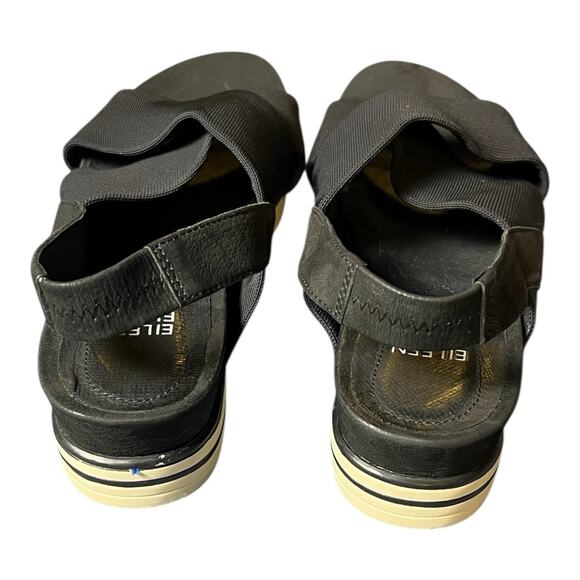 Eileen Fisher Platform Sandals Womens 6 Good Crisscross Black Nubuck‎ Leather - Picture 4 of 8